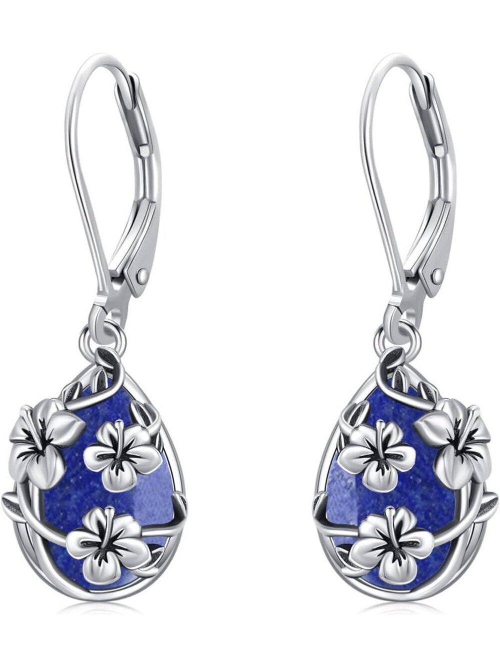 Sterling Silver Flower Teardrop Dangle Earrings | Elegant Jewelry Gifts for Her